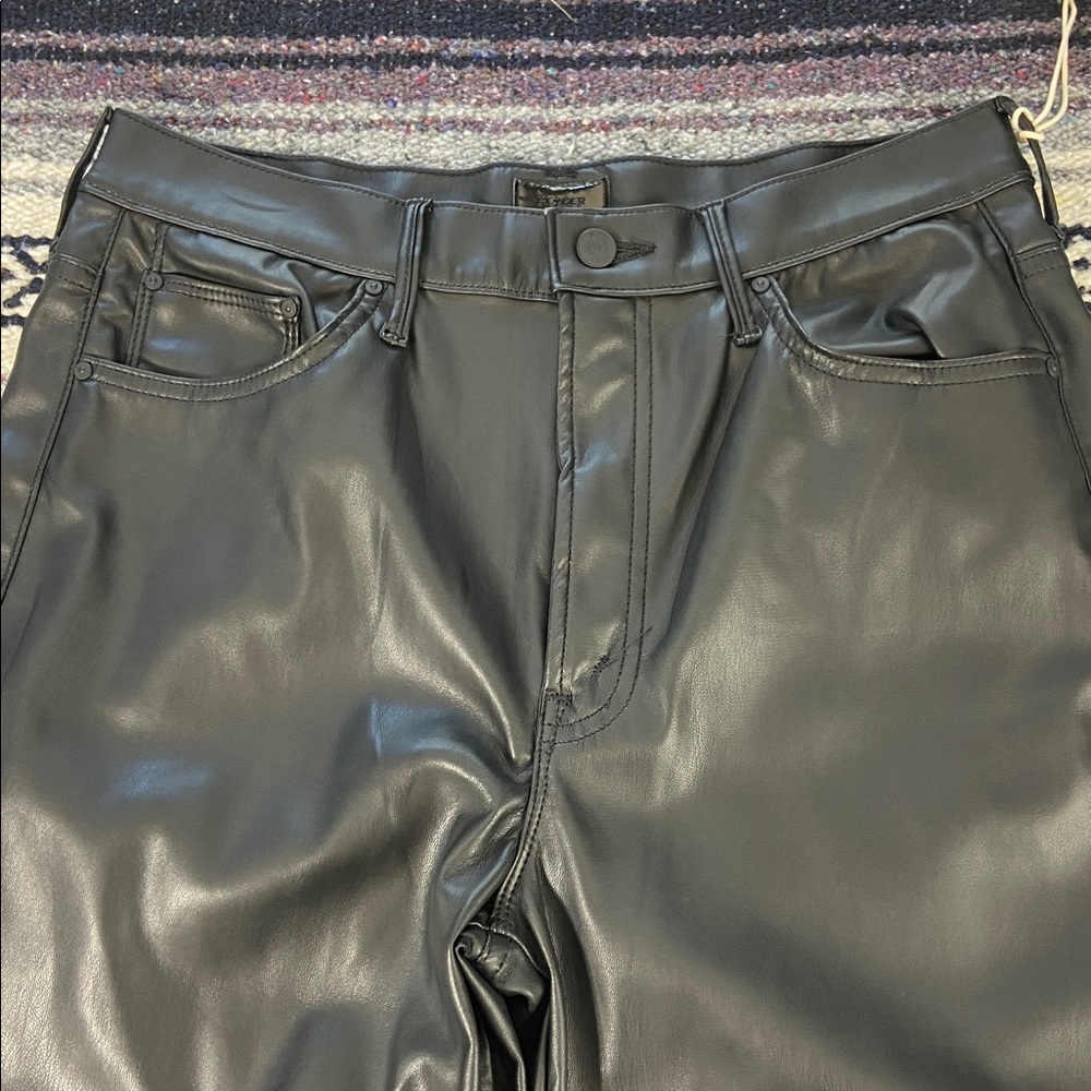 New NWT Mother 30 The Undercover Wax On Off Wide Leg Black Faux-Leather Pants - Picture 5 of 14